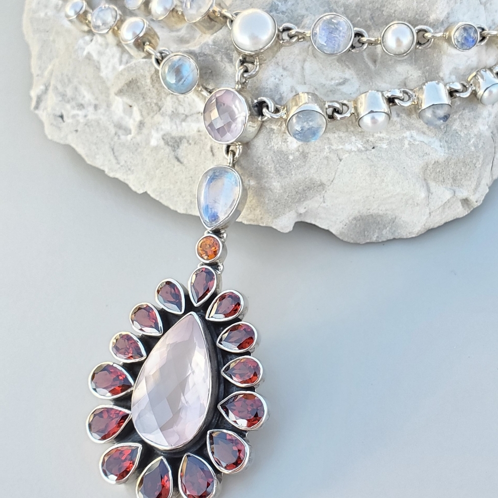 Nicky Butler Limited RAJ Collection Multi Gemstone NB Necklace Sterling #28/75 - Picture 6 of 16